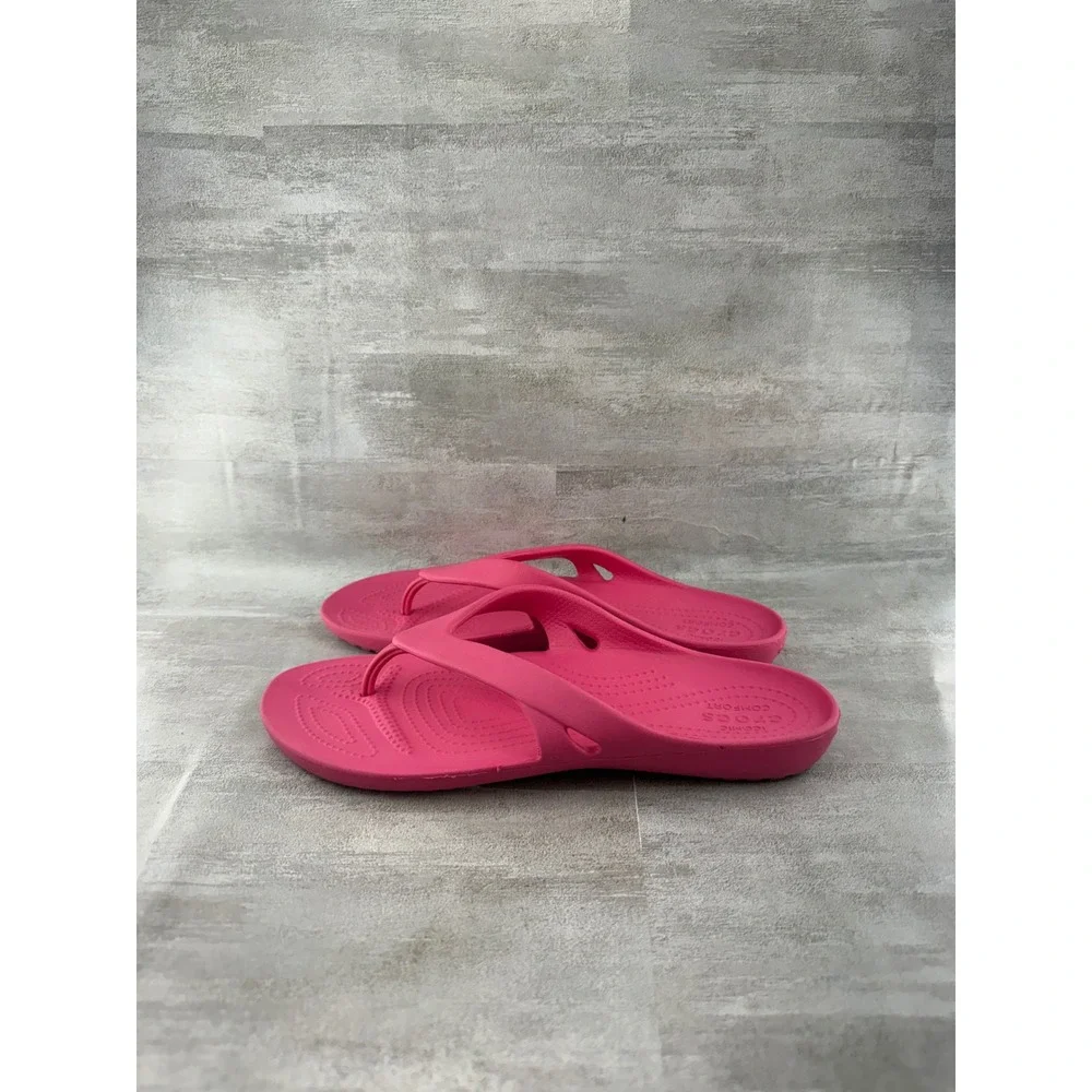 Crocs Kadee II Flip Flops Womens 9 Pink Lightweight Comfort Sandals 202492